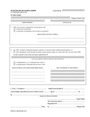 Virginia Waiver of Qualification