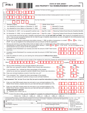 New Jersey Property Tax Reimbursement Application