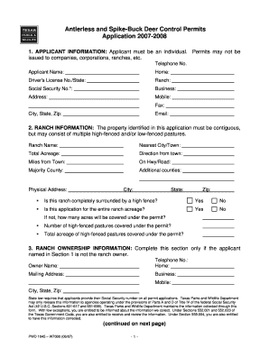 Antlerless and Spike-Buck Deer Control Permit Application