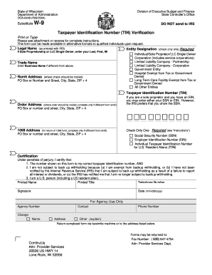 Substitute Form W-9 Taxpayer Identification Request