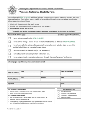 Washington Veteran's Preference Eligibility Form