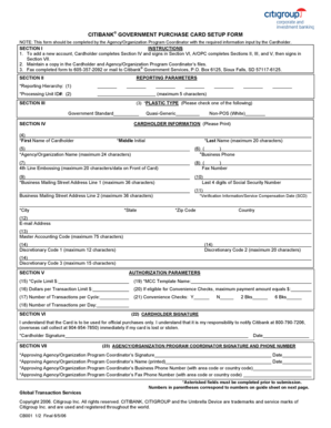 Citibank Government Purchase Card Setup Form