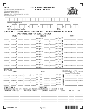 New York Games of Chance License Application