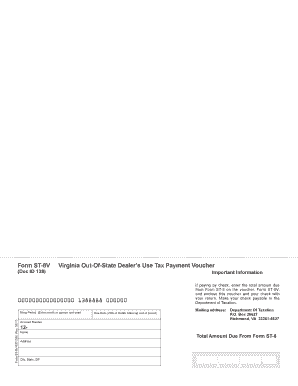 Virginia Out-of-State Dealer's Use Tax Payment Voucher