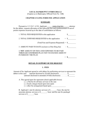 Chapter 13 Long Form Fee Application