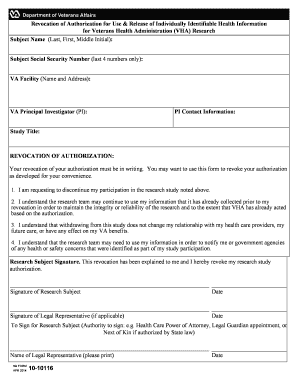 Revocation of Authorization for VA Research