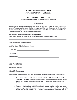 US District Court Attorney Registration Form