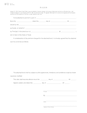 Texas Surety Bond Rider