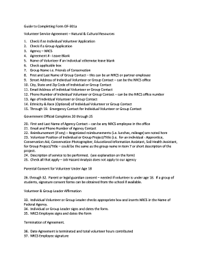 Volunteer Service Agreement Form OF-301a