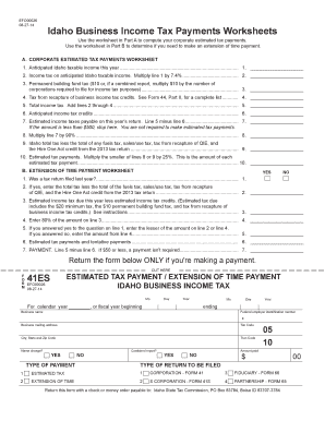 Idaho Business Income Tax Payments Worksheet
