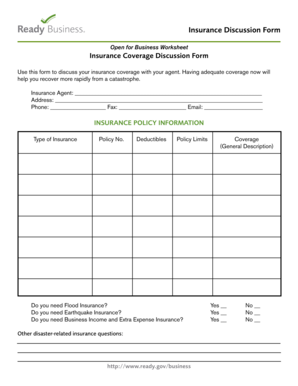 Insurance Coverage Discussion Form