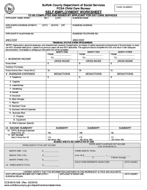 Suffolk County Self-Employment Worksheet