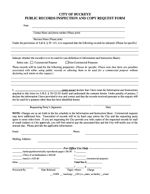 City of Buckeye Public Records Inspection and Copy Request Form