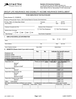 Group Life and Disability Insurance Enrollment Form