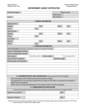 California Enforcement Agency Notification Form