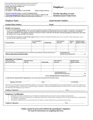 Flexible Spending Account Reimbursement Claim Form