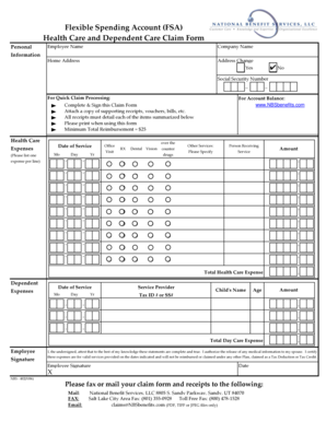 Flexible Spending Account Claim Form