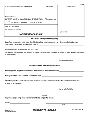 Amendment to Complaint