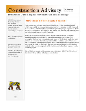 MDOT Form CP-347 Certified Payroll