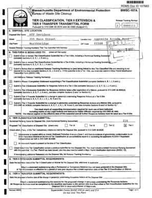 Massachusetts Tier II Transfer Transmittal Form