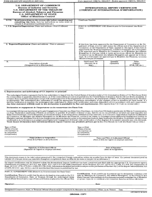 International Import Certificate BIS-645P