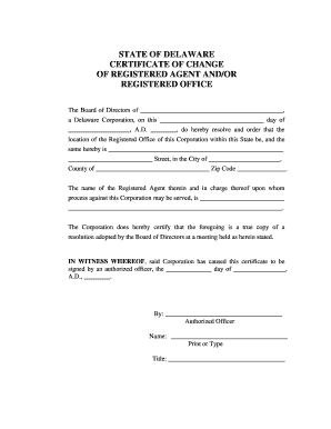 Certificate of Change of Agent