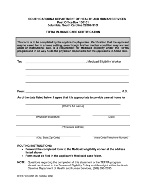 TEFRA In-Home Care Certification