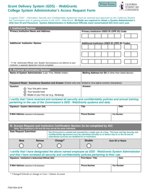 California Student Aid Commission System Administrator Access Request Form