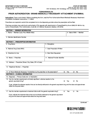 Wisconsin Prior Authorization Brand Medically Necessary Attachment