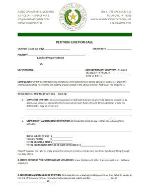 Texas Eviction Petition Form