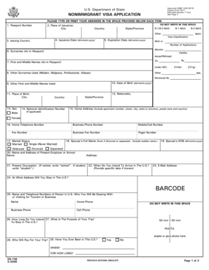 US Nonimmigrant Visa Application