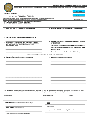 Oregon Limited Liability Company Information Change