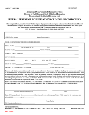 Arkansas Child Welfare Agency Criminal Record Check Form