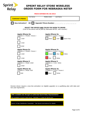 Sprint Relay Nebraska NSTEP Order Form