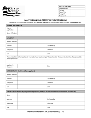 Master Planning Permit Application Form