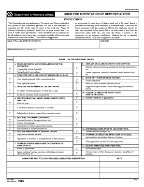 VA Employee Orientation Checklist
