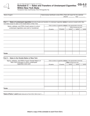 New York Cigarette Tax Report Schedule C