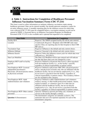 Healthcare Personnel Influenza Vaccination Summary Form