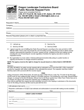 Oregon Public Records Request Form