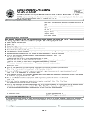Loan Discharge Application for School Closure