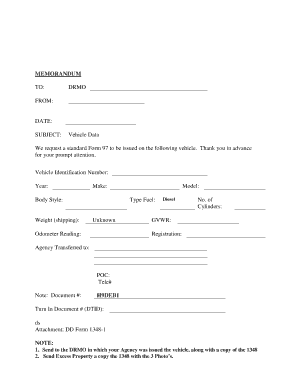 SUBJECT: Vehicle Data We request a standard Form 97 to be issued - dps georgia