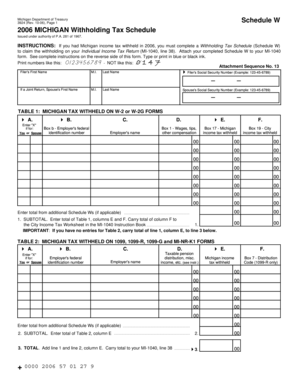 Michigan Withholding Tax Schedule W
