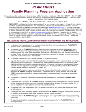 Michigan Plan First Family Planning Program Application