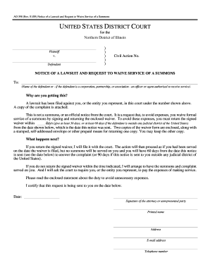 Notice of Lawsuit and Request to Waive Service of Summons