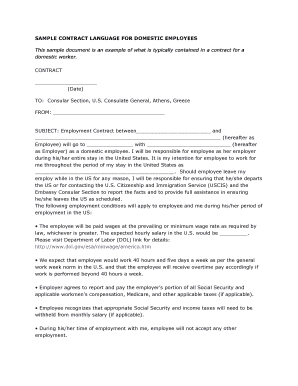 Domestic Employee Employment Contract