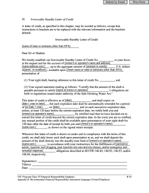 Irrevocable Standby Letter of Credit