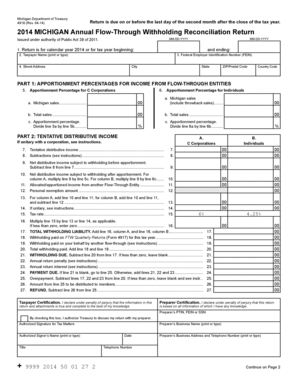 Michigan Annual Flow-Through Withholding Reconciliation Return