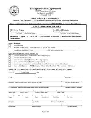 Massachusetts License to Carry Firearms Application