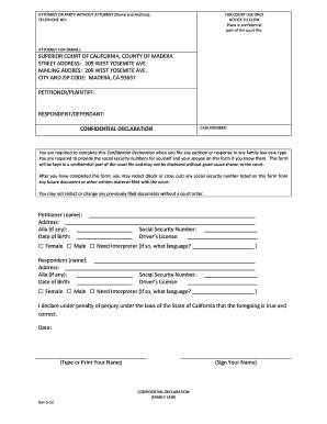 Confidential Declaration Form
