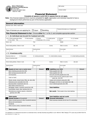 Washington State Financial Statement for Business Licensing